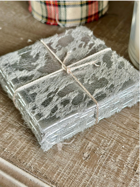 6pc Square Coaster Set - Silver Acid Wash