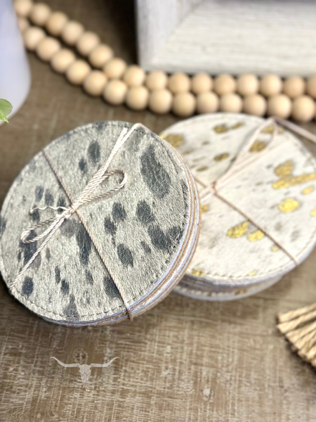 6pc Round Coaster Set - Silver Acid Wash