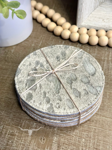 6pc Round Coaster Set - Silver Acid Wash