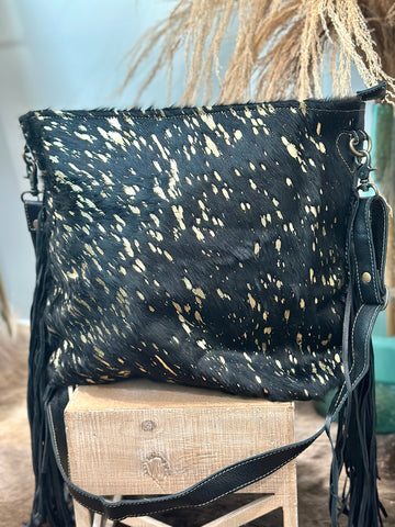 Myra Black Shimmer Leather Bag