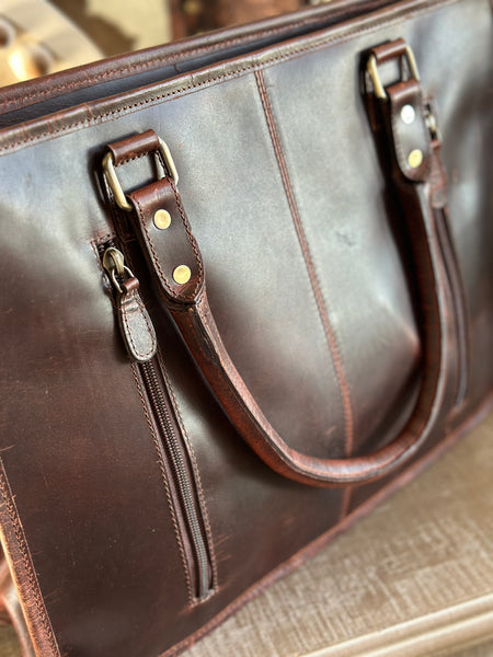 Sunflower Tooled Cowhide Tote