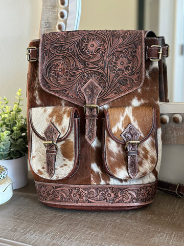 Tooled Cowhide Backpack