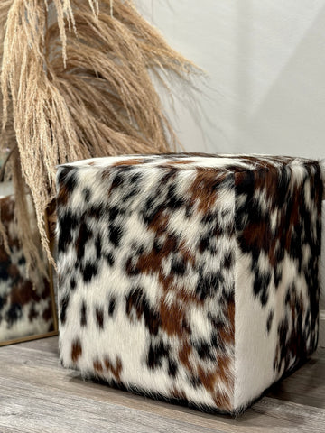 Cowhide Ottoman  - Square Tricolor